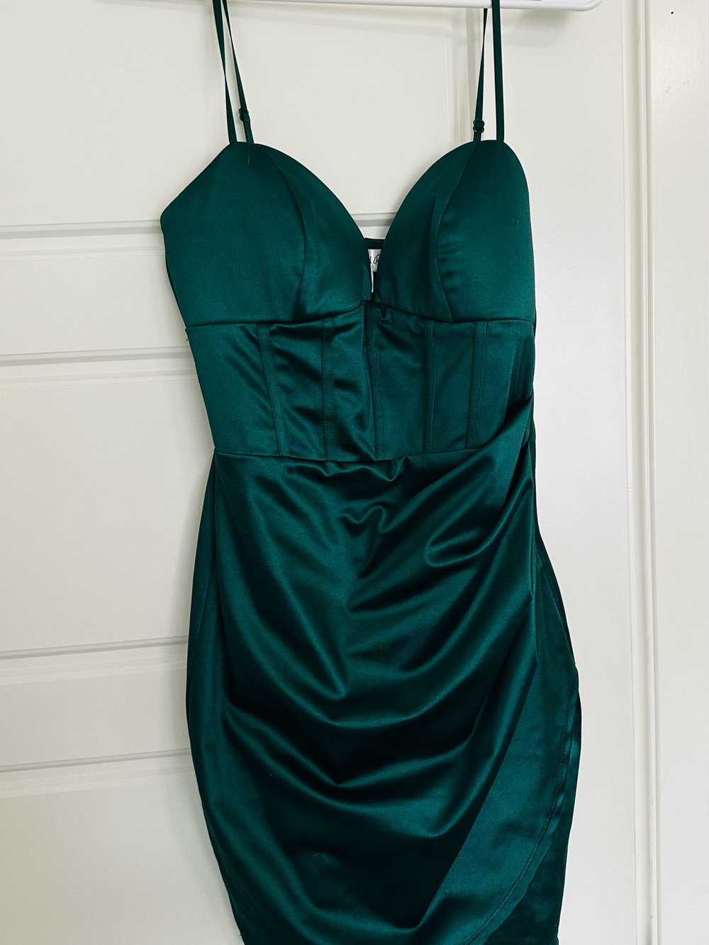 Emerald Satin Bustier Mini Dress